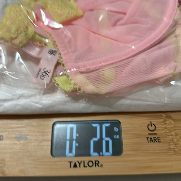 NWT Victoria's Secret Tease Unlined Demi Bra Pink Yellow Lace Trim 36D - Picture 5 of 6